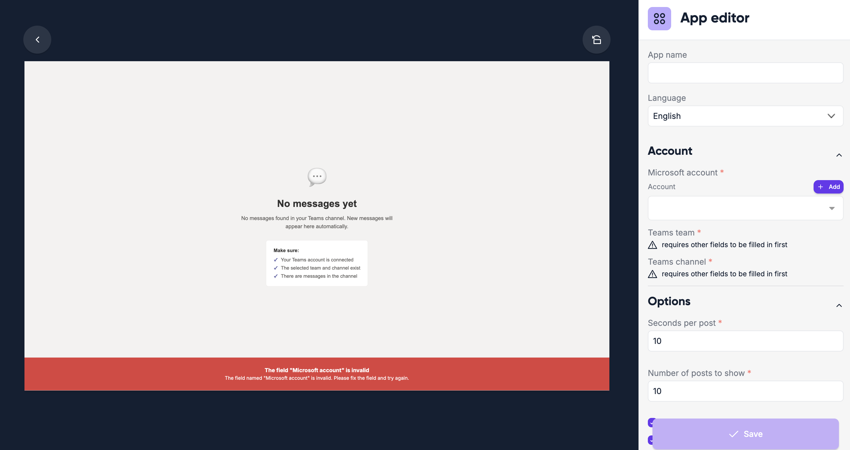 Microsoft Teams app editor