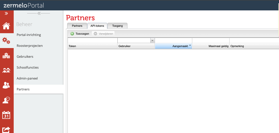 API tokens tab