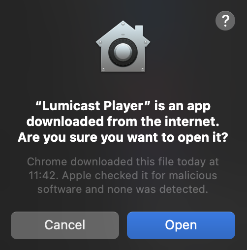 Open security prompt
