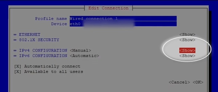 Show manual settings