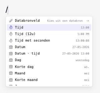 Slash menu inside a text layer