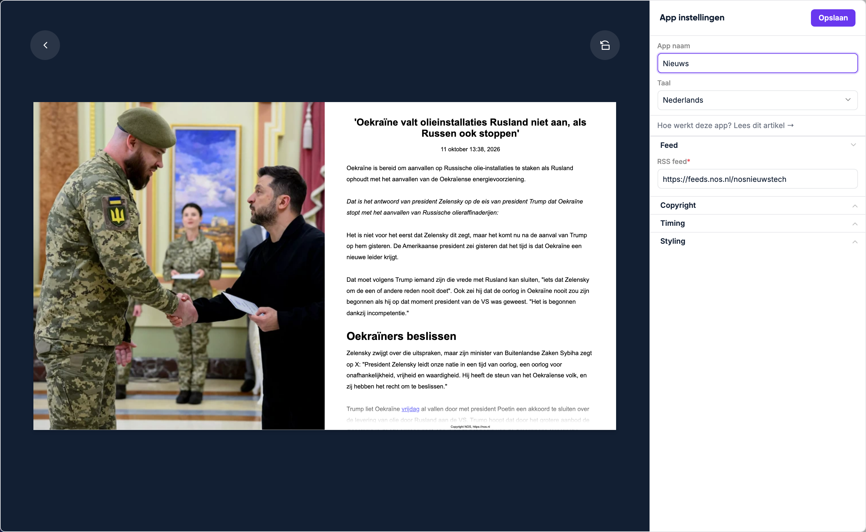 App-editor met live voorbeeld
