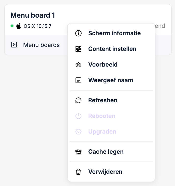 Knop Scherm informatie