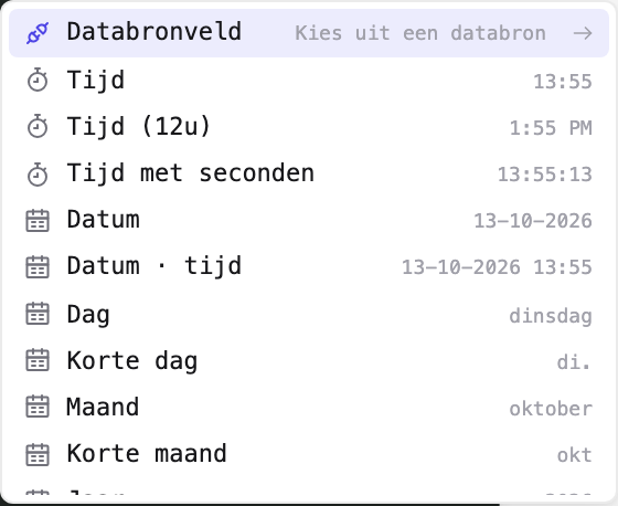 Slash-menu in een tekstlaag